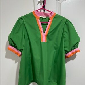 NWT Entro Green Blouse with Puff Sleeves
